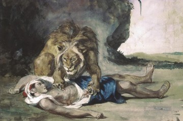  Destroza Pintura Art%c3%adstica - león destrozando un cadáver Eugene Delacroix